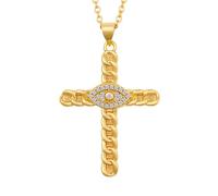 Cubic Zirconia Evil Eye Cross Gold Necklace Religious Christian Catholics Choker Christmas Birthday Jewellery Gift for Women Daughter Granddaughter