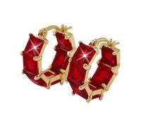 Cubic Zirconia Gold Hoop Earrings for Women, Gold Hoops Earstud Plated Lightweight Earrings Green Black Red Stones Cz Jewelry Ear Rings for Women Gifts