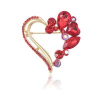 Cubic Zirconia Heart Brooches Lapel Pins for Women Girls Fashion Rhinestone Love Brooch for Dresses Suit Hat Bag Accessories Promise Wedding Party Ceremony Banquet Jewelry, 1.6 X 1.6 Inches, Metal, no