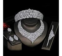 cubic zirconia jewellery set water drop bridesmaid jewelry collection necklace pendant wedding for womens 5 piece set