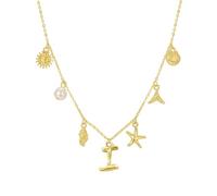 Cubic Zirconia Ladies For Women Seashell Letter Necklaces Gold Charms Pendant Boho Summer Seashell Beach Jewelry Gifts Padlock Bracelet (I, 链长 42-47cm)