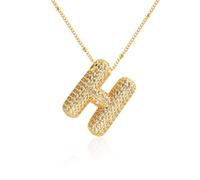 Cubic Zirconia Letter H Pendants Necklace Women Girls Bubble Alphabet Initial Necklace Fashion CZ Jewelry For Women