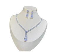 cubic zirconia multi-color water drop pendant bride wedding necklace for women 2pcs jewelry sets gift the