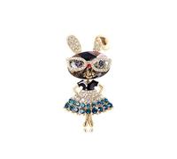 Cubic Zirconia Rabbit Brooch Pin,Vintage Charming Rhinestone Chunky Cartoon Glasses Bunny Lapel Pin,Aesthetic Accessories Jewelry Gift for Women, L, Crystal, crystal