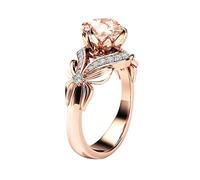 Cubic Zirconia Ring Europe And The United States Fashion Bow Ring For Women Copper Plated Rose Gold Zircon Rings For Men (Gold, 10)