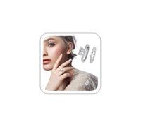 Cubic Zirconia Ring Matching rings, Silver Plated Wedding Ring Bands Elegant Princess Cut Jewelry Valentine Birthday Gift for Women, Couple (11)