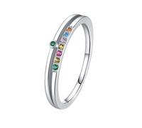 Cubic Zirconia Solitaire Engagement Ring, Jewelry for Women Rings 9K White Gold Double Layer Inlaid Stones with Multicolor Round Cubic Zirconia Size M 1/2