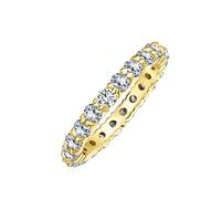 Cubic Zirconia Stackable AAA CZ Eternity Anniversary Wedding Band Ring For Women Gold Plated .925 Sterling Silver