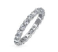 Cubic Zirconia Stackable CZ Channel Set Eternity Anniversary Wedding Band Ring For Women For Teen .925 Sterling Silver
