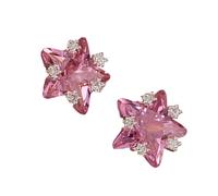 Cubic Zirconia Star Studs Multi Color Sparkling Stone Versatile Casual & Formal Accessory for Women Long Time Use Zircon Ear Jewelry, フリーサイズ
