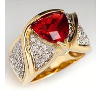 Cubic Zirconia Statement Ring Two-tone Vintage Wide Band Cocktail Ring