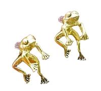 Cubic Zirconia Stud Earrings Silver/Gold Stud Earrings For Women Vintage Frogs Shaped Cute Animal Novelty Jewelry For Birthday Christmas Stainless Steel (Yellow, 1. 9x0. 8x0. 8)