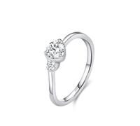 Cubic Zirconia Wedding Band, Ring Silver 925 Sterling Silver Round with Double Cz Trendy Comfort Fit Size L 1/2