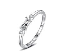 Cubic Zirconia Wedding Bands for Women, Womens Silver Jewelry Round Square Zircon Ring Silver for Anniversary