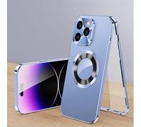 Cubiccredit Phone Case, Cubiccredit Double-Sided Magnetic Phone Case, Fully Enclosed Glass Buckle Design, Magnetic Double-Sided Anti-Peep Glass, for iPhone 12/13/14/15/16 Series (Blue,15plus)
