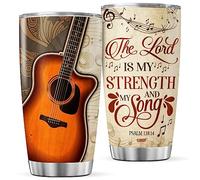 CUBICER Guitar Coffee Tumbler Christian Travel Mug With Lid Birthday Gifts For Men Teacher Friends Teen Boys Adults Music Lovers Insulated Cup Stainless Steel Tumblers Inspirational Quote
