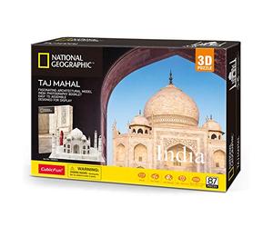 CubicFun 3D Jigsaw Puzzles for Adults Kids National Geographic Architecture Building Model Kit with Booklet for Adults and Kids, India Taj Mahal Decoration 87 Pieces