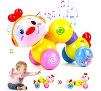 CubicFun Baby Toys 6 Months Plus - Musical Press and Go Inchworm Toy with Light up - Crawling Newborn Toddler Toys for 6 8 9 10 12 Month - Babies Toys for 1 2 Year Old Girls Boys