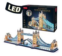 CubicFun LED London Tower Bridge 3D Puzzle Building Model Kit 222 Pieces | 89×24×20 CM London Souvenir Model, UK Landmark Jigsaw Puzzle for Kids & Adults Age 10+, Decorative Gift