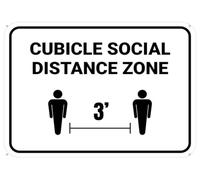 Cubicle Social Distance Zone 3Ft White Rectangle Floor Sign For Home Rust Free Aluminum,Uvk Printing,Durable/Weatherproof Up To 7 Years Outdoor 8×12 INCH