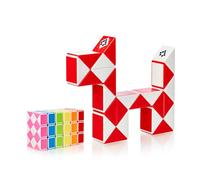 CUBIDI Magic Snake with 24 blocks, puzzle games for children and adults, Rot