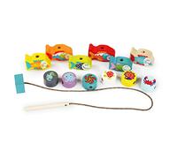 Cubika -13647-Fish Set of Wooden Treading, Multicoloured (Levenya 13647)