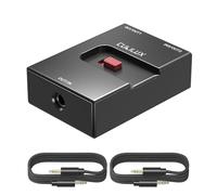 Cubilux 3.5mm Audio Selector, Bidirectional 2-In-1-Out or 1-In-2-Out 1/8-in TRS Headphone Switcher, Ultra-Compact Aluminum Case Passive Toggle A/B AUX Switch Box for PC