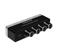Cubilux 4-Channel Audio Mixer 3.5mm, Volume Adiustment Mini Audio Mixer Compatible with Sub-Mixing,4 In 1 Out Audio Switcher DC 5V, Suitable for Smartphone Audio System, Guitars, Bass, Keyboards