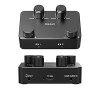 Cubilux AM-J5 Mix Amp Compatible with XBOX PC Switch, Discord Game Audio Mixer 2 In 2 Out - Mix Gameplay Audio (Gaming Console/Controller) and Voice Chat, Independent Game/Voice Balance