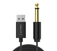 Cubilux Guitar to USB A Cable, USB to 6.35mm (1/4') TS Mono Line-in Cord for Bass/Electronic Piano/Drums, Instrument to Laptop PC, 6 FT