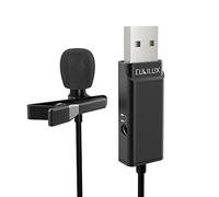 Cubilux USB A Lavalier Microphone, Omnidirectional Lapel MIC for Vlog, Gaming, Interview, Skype Zoom, YouTube, USB Clip-On Condenser MIC with Hi-Res Sound Card for PC, Laptop, Computer, PS5, 5 FT
