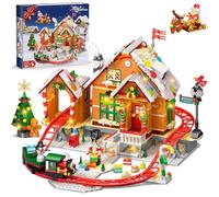 CUBIMANA 2025 Christmas Gingerbread House Roller Coaster Building Set with Light - 1562PCS Christmas Village Rollercoaster Building Toys Xmas Train Tree Santa Claus, Gifts for Adults Kids Boys Girls
