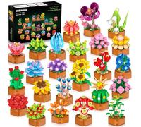 CUBIMANA 24 Pack Flowers Succulents 3.6MM Mini Building Set