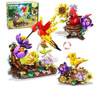 CUBIMANA 3 in 1 Bird’s Nest Building Toy - Flowers Birdhouse Cardinal Hummingbird Canary Building Blocks Set for Home Office Art Decor Animal Birds Display for Adults Teens 12+ (646PCS)