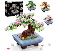 CUBIMANA Cherry Flowers Bonsai Building Set - 4-in-1 Artificial Seasonal Tree Plants Building Toy, 584PCS Botanical Collection Blossom Home & Office Decor, Birthday Gift for Adults Boys Girls age 10+
