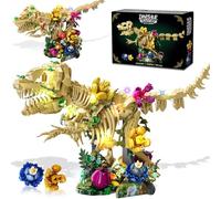 CUBIMANA Dinosaur Fossil Flower Building Set with LED Light for Adults