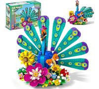 CUBIMANA Flowers Peacock Building Set - 3D Blooming Bird Peacock Model Sunflower Botanical Flower & Animal Building Toy for Home Office Art Decor Display, Surprise Gift for Adults Teens Women(859PCS)