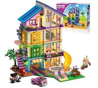 CUBIMANA Friends Girls House Building Set with LED Light - Pink Girl Villa Building Block with Car and Pool, 1317PCS Friends House Toy for Role Play, Christmas Birthday Gift for Girls Boys Age 6-14+