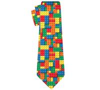 Cubirmin Tie for Men Funny Neckties Fashion Gentleman Soft Comfortable Durable Ties for Wedding Party Holiday - One Size, Colorful Building Blocks, One Size