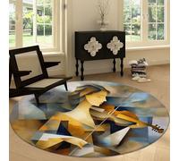 Cubism 120 cm Round Rugs Living Room, Non-slip Area Rugs for Bedroom - Geometry Violin Girl Soft Washable Low pile Carpet for Bedroom Living Dining Room Entryway