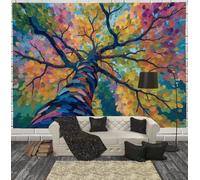 Cubism Abstract Tapestry Wall Hanging Trees Sky Tapestry for Bedroom Aesthetic Yellow Purple Tapestries Wall Wall Hanging for Bedroom Living Room Dorm 40 × 60 inches