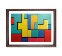 Cubism Art Abstract Vol.2 Framed Print | A4 Walnut Framed Wall Art | Ready to Hang | Cubist Fantasy Picture | Living Room Bedroom Lounge Office