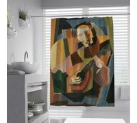 Cubism Shower Curtain for Bathroom Accessories the Lute Player Famous Painting Prints Bathtub Curtains Set with Plastic Hooks Waterproof 200 x 200 cm