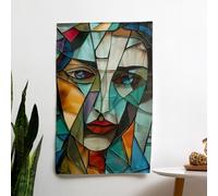 Cubism Woman Portrait Wall Tapestry - 100% Cotton Back, Vibrant Sublimation Print, Lightweight Fabric Art for Bedroom or Living Room Decor