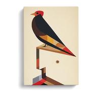 Cubist Abstract Bird Brown, Black, Peach Canvas Print | Gallery Wrapped 30mm Frame Wall Art | 30x20 inches | Ready to Hang | Abstract Animals Picture | Living Room Bedroom Lounge Office