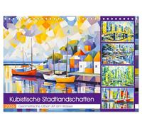 Cubist cityscapes - Geometric urban art by the water UK-Version (Wall Calendar 2026 DIN A4 Landscape), CALVENDO 12 Month Wall Calendar