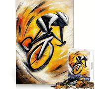 Cubist Cyclist Racing Through Motion Painting Jigsaw for Teenagers1000 Pieces Mindful Game Rich Detail Happy Challenge Furniture Decor (38x26cm)