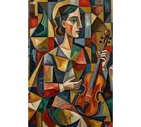 Cubist Musicians Abstract Art Journal: 6x9 Inch Lined Notebook, Guitar and Violin Player Modern Art Cover, Geometric Musical Composition Diary for Students and Music Lovers (100 Pages)