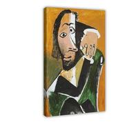 Cubist Portrait of A Seated Man by Famous Artist Pablo Picasso Canvas Wall Art Posters And Prints Room Aesthetic Bedroom Office Decor 24x36inch(60x90cm)