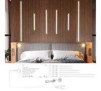 CUBITOR LED Recessed Lighting Kit, 6 Pack Self Adhesive COB LED Light Bar, Cool White 6000K with Touch Switch, for Wood Slat Wall Panels, Headboards